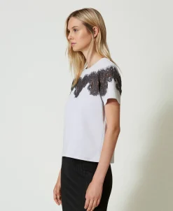 T-shirt Regular Avec Dentelle Incrustée
