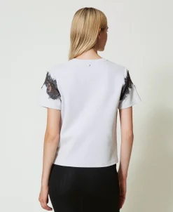T-shirt Regular Avec Dentelle Incrustée