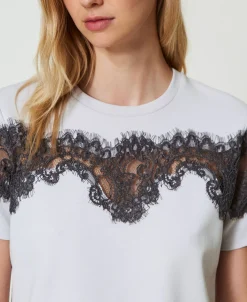 T-shirt Regular Avec Dentelle Incrustée