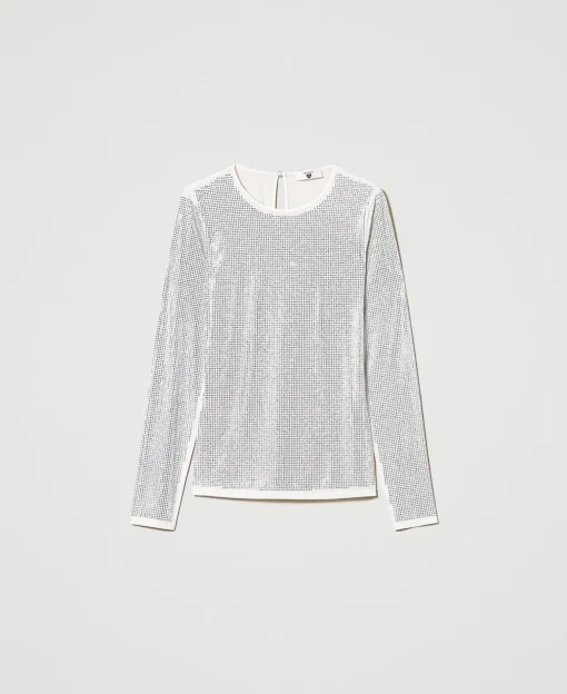 T-shirt Stretch Avec Strass All-over
