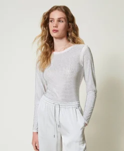 T-shirt Stretch Avec Strass All-over